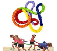 Jouet de Corde de Traction pour - Corde de Bague d'équipe en Plein air, Bande de Sport de Couleur vive, Exercice coopératif Extensible, Conception de poignée | Corde de Traction Arc-en-