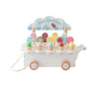 Jouet de crème glacée - Jeu de fiction en bois de 25 pièces, comptoir de jeu de rôle robuste | Design coloré, activité éducative sur les compétences sociales, ensemble d'apprentissage