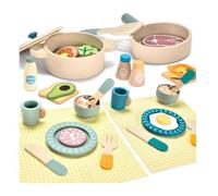 Jouet de cuisine en bois - Set 35 pièces - Bois naturel - Dès 3 ans - Ustensiles réalistes