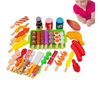 Jouet de cuisine pour barbecue - Faux aliments pour barbecue | Ensemble de jeu interactif pour cuisine de camping pour enfants - Ensemble de barbecue portable en ABS avec spatule à sauce de