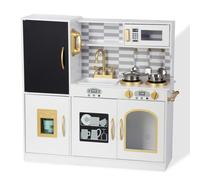 Jouet de cuisine pour enfant avec tableau et congélateur, accessoires de cuisine, cadeau pour Noël, anniversaire à partir de 3 ans (blanc laiteux)