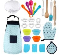 Jouet de cuisine pour enfants, 22 Pcs Ensemble de cuisine avec toque et tablier de chef, jouets de jeu de rôle pour filles garçons