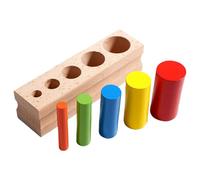 Jouet De Cylindre De Blocage, Puzzle De Tri Du Cylindre En Bois, Outil D'apprentissage Moteur Fin Et Sensoriel | Construction De Beechwood, Conception Arrondie Portable | 15 × 4 × 4 Cm, Pour Le Présco