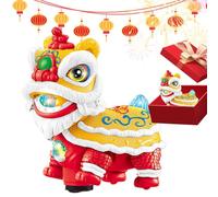 Jouet de danse du lion chinois, décoration de danse du lion, décoration de lion agité et éveillé - Modèle propice de la richesse chinoise de danseuse à tête mobile avec lumière et musique pour
