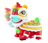 Jouet de danse du lion - Modèle mobile hochant la tête, adorable musique de lumières colorées, ornement décoratif traditionnel du Nouvel An chinois | Charme animé alimenté par batterie pour la prospér
