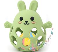 Jouet De Dentition Bébé Balle Naissance 0-3 Mois, Jeu Sensoriel Et D'éveil, Hochet Développement Éducatif, Cadeau Pour Enfants Filles Et Garçons 3 6 9 12 Mois 1 An (Vert Olive, Lapin)
