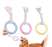 Jouet de dentition interactif à mâcher réutilisable pour chiot | Bâtons de dentition interactifs réutilisables pour chiens de 2 à 8 mois - Grand anneau en tissu