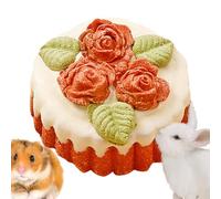 Jouet de dentition pour hamster - Jouet naturel à mâcher en forme de gâteau - Jouet naturel pour les dents de lapin - Jouet Guinée pour soigner les petits animaux à mâcher et à jouer - Pluie pour
