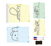 Jouet De Dessin Kid Grid - 5,51x3,94 Pouces Outil De Dessin De Symétrie Éducatif | Ensemble D'outils De Développement De Formation À L'écriture En Carton Épais Pour, Garçons, Filles