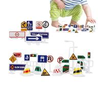 Jouet de feu de circulation - Dispositif de simulation de passage urbain réaliste, jeu d'apprentissage éducatif portable de 28 pièces | Jouet de panneaux de rue, boîte à outils de classe STEM Montesso