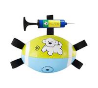 Jouet de football pour chien - Ballon en cuir PU, entraîneur de jeu interactif, poignée en sangle, équipement de mastication résistant | Parfait pour les chiots de petite, moyenne et grande race,