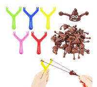 Jouet de Fronde Caca Kit,Slingshot Jouet Anti Stress Enfant Adulte Blague avec 5 Lance Pierres et 15 Caca Balles en Caoutchouc,Jouets de Fête pour Cadeaux Anniversaire Enfant Drôle Idée Jeu Familial