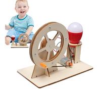 Jouet de générateur de puissance de démarrage à la main : jouets d'activité de kits d'ingénierie du bois, modèle éducatif en bois portable avec moteur de moteur et ampoule - Puzzle Science Espace