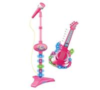 Jouet De Guitare Électrique - Guitare Musicale pour , Support De Microphone, Instrument Lumineux | Ensemble De Hauteur Réglable pour Garçons Et Filles, Jeu Musical, Apprentissage sur Scène, SPE