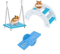 Jouet de Hamster,3 PCS Hamster Accessoire Pont d’Arc-en-Ciel Balançoire à Bascule Balançoire Adorables Jouets pour Hamster Exercice Fitness Jouets pour Hamster Nain Chinchilla