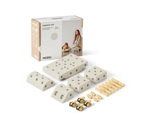 Jouet de la marque Modu. Modèle 20 tlg. Baukasten Starter-Setset Modu Playsystem Explorer von 0-6 Jahre - Sand Grey/Honey Yello