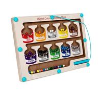 Jouet de Labyrinthe Magnétique en Bois à Code Couleur pour Enfants, Jeu de Correspondance de Comptage de Chiffres pour la Cognition du Langage (Petit)