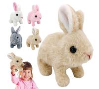 Jouet de Lapin électrique, Animaux en Peluche de Jouet de Lapin rebondissant réaliste - Jouet Interactif Lapin de Paques, Sauter, Trembler Le Nez, Les Oreilles remuant, Cadeau de Pâques (Jaune)