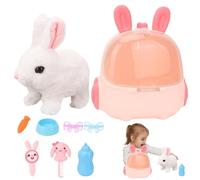 Jouet de lapin sautillant, jouets de lapin sautillant pour ,Ensemble de jeu pour soins des animaux - Jouet interactif en peluche pour , Kit de jouets d'alimentation pour animaux de compagnie, jouets é