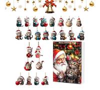 Jouet de l'Avent de Noël 2025 | Calendrier compte à rebours 2D en acrylique 2D en forme de chat pour enfant | Adorables décorations de Noël pour fille, épouse, sœur, enfant, ami, fille, garçon à