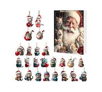 Jouet de l'Avent de Noël 2025 - Calendrier compte à rebours avec pendentif en acrylique 2D chat 24 jours, jeu de décoration festive | Garçon Garçons Filles Fille Épouse Soeur Amie Célébration