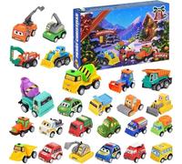 Jouet de l'Avent de Noël - Kit de compte à rebours de 34 cm | Modèle de voiture en ABS : 24 voitures pull-back qui améliorent les fêtes pour , garçons et filles