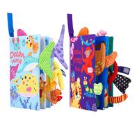 Jouet de Livre Tissu pour Bébé - Livre Éveil Bébé 0 3 6 9 Mois Montessori Sensoriel, Jouets Suspendus Poussette Jouet Fille Garçon