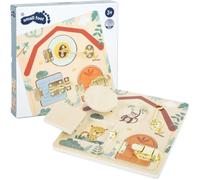 Small Foot Design Planche de motricité Serrure et verrou « Safari » en bois dès 3 ans 12460