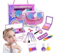 Jouet de Maquillage Princesse,Lavable et Soluble à l'Eau - Maquillage des Petites Filles, Rouge à Lèvres et Décoration d'Ongles - pour Petite-fille Sœurs Camarades de Classe d'Âge Préscolaire Annivers