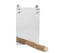 Jouet de Miroir d'oiseau, Miroir d'oiseau en Acier Inoxydable avec Tige de Perchoir en Bois, Facile à Utiliser pour les Perroquets