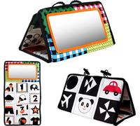 Jouet de miroir ventral pour bébé avec contraste élevé Activité teether noir -blanc Jouet capteur de nourrisson