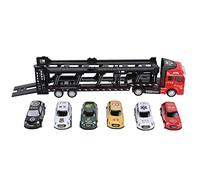 Jouet de Modèle de Camion de Simulation de Transporteur en Alliage avec 6 Petites Voitures pour la Collecte et Le Jeu, Roues en Caoutchouc pour Un Mouvement Fluide adapté aux Enfants (Rouge)