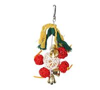 Jouet de Noël en rotin Biologique pour Perroquet, Mordant, Jouant avec Une Cloche pour Oiseau, rotin, Design coloré, avec Cloche, Facile à accrocher, Merveilleux Jouet pour Oiseau