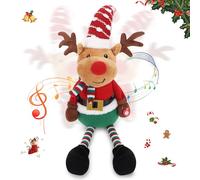 Jouet de Noël Qui Danse et Chante, Peluche de Noël avec Musique, Ornements de Noël Jouet en Peluche Poupée Musicale de Noël Électronique Peluche Interactive pour Enfants Cadeau Décoration de Noël
