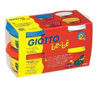 Jouet de pâte à modeler - Giotto - Bébé - Lot de 4 pots - Couleurs rouge, jaune, cyan et blanc