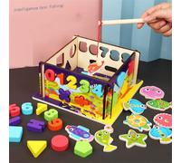 Jouet de pêche magnétique en bois 2 en 1 pour enfant, Puzzle de forme géométrique numérique, jeu de plein air, jeu de Cognition