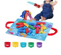 Jouet de pêche pour | 10 en 1 Jeu éducatif sensoriel avec des empilables,Set Jouet Pêche en Tissu | pour Apprendre à Compter les Nombres, Trier par Couleur, pour Garçons et Filles de 1 à 3 Ans
