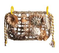 Jouet de perroquet à l'herbe aux herbiers à la main, jouets à mâcher d'oiseau naturel, mâcher et détruire les jouets d'oiseaux avec des balles de fruits et d'herbe suspendues oiseaux de jeu d'oiseaux