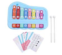 Jouet de Piano pour bébé, Xylophone à 8 échelles, Musique, Apprentissage éducatif, Instruments de Musique pour Enfants avec 6 Cartes, 12 chansons pour Les Tout-Petits, Les Enfants (Bleue)