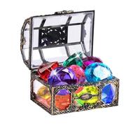 Jouet De Piscine À Pierres Précieuses, Jouets De Plongée Pour Piscine, 16 Gros Diamants Colorés Avec Un Grand Coffre Au Trésor De Pirate, Jouet De Plongée À Pierres Précieuses, Pour La Natation D'été