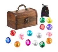 Jouet de Piscine en Pierres précieuses - Pierres précieuses colorées pour la plongée, Jouet de plongée sous-Marine avec Coffre au trésor pour et Filles