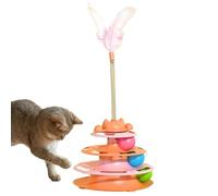 Jouet de piste de balle pour chat - Tour de jeu interactive pour chaton, jouet d'activité pour plateau tournant | Ensemble de jeu pour chat avec boules roulantes, tour multi-niveaux durable