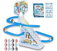 Jouet De Piste De Course De Pingouin, Jouets De Montagnes Russes À Glissière De Pingouin, Jouet De Pingouin Interactif Amusant avec Pistes Et Lumières, Jouet Éducatif D'escalier d'animal pour Enfant