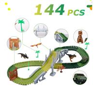 Jouet De Piste De Voiture De Course De Dinosaure, Ensemble De Jouets Éducatifs, Courbe Flexible, Flash Lumineux, Jouets De Voiture Pour Enfants