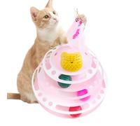 Jouet de piste pour chat, jouets pour chat à plateau tournant pour chats d'intérieur - Piste à billes à 3 couches avec plume et 3 boules rotatives - Jouets puzzle pour chatons pour stimuler les sens e