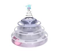 Jouet de Plateau Tournant pour Chat, Rouleau de Jouet pour Chat Soulager L'ennui Balles de Jouet Interactives à 4 Niveaux avec étoile à Ressort pour Fournitures de Chaton (Violet)