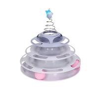 Jouet de Plateau Tournant pour Chat, Soulage L'ennui Interactif 4 Niveaux de Boules de Jouet pour Chat avec étoile à Ressort pour Fournitures de Chaton (Violet)
