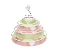 Jouet de Plateau Tournant pour Chat, Soulage L'ennui Interactif 4 Niveaux de Boules de Jouet pour Chat avec étoile à Ressort pour Fournitures de Chaton (Jour de printemps)