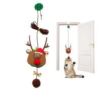 Jouet de porte de Noël pour chaton - Motif renne de Noël - Jouets pour chat avec corde élastique de 2 m pour exercices amusants d'intérieur