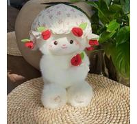 Jouet De Poupées En Peluche De Mouton Avec Chapeau | Poupées De Mouton En Peluche Douce Réaliste De 30 Cm, Poupéess De Bouquet De Roses | Pour Chambre Salon Canapé Canapé-lit Voiture Chambre D'enfant
